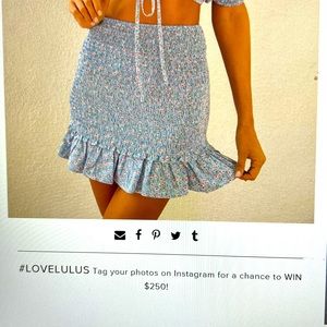 Sweetie Blue Floral Print Smocked Ruffled Bodycon Mini Skirt